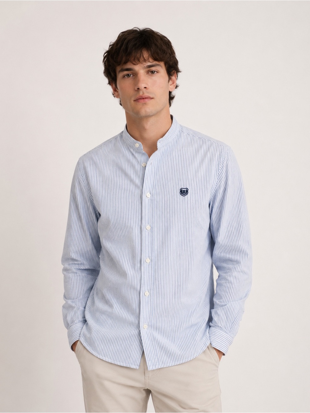The Kooples Men Blue Striped Botton Down Long Sleeve Shirt XS Preppy Luxury